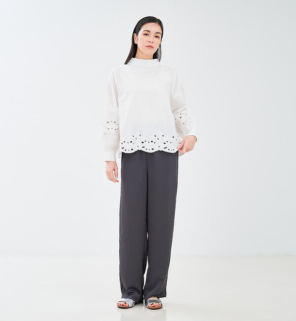 collex「レース切替スタインドカラーブラウス」|シャツ・ブラウス|