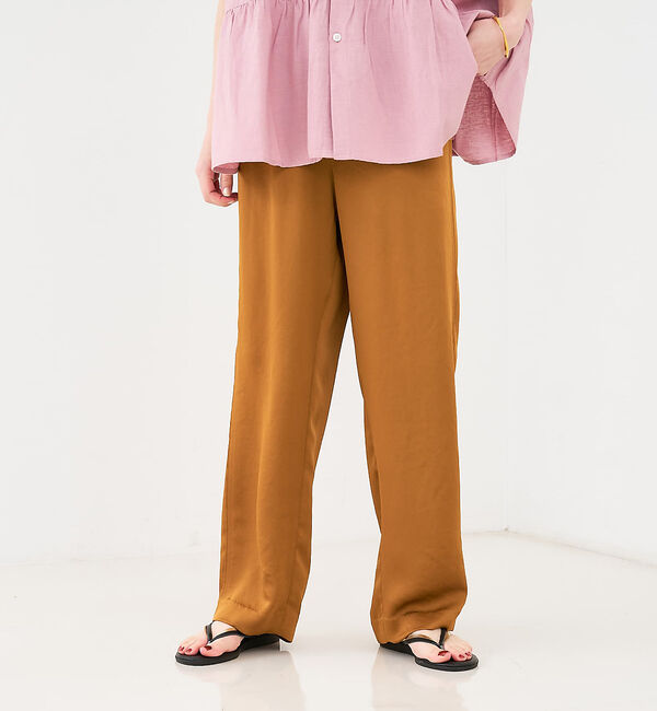 collex「【手洗い可能】【新色】リラックスサテンパンツ2」|その他|アンバー