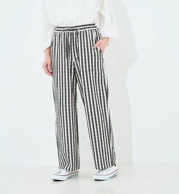 collex「ストライプイージーパンツ」|その他|ブラック