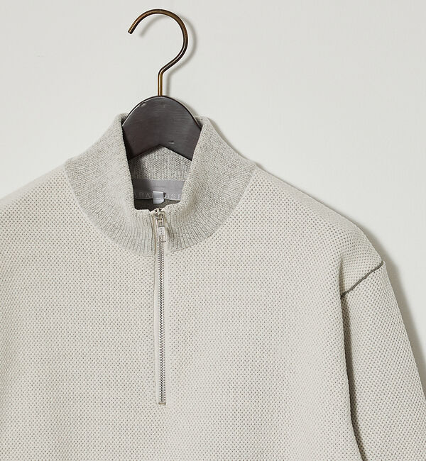 ABAHOUSE「ダブルフェイス モールカノコ ハーフジップニット」|ニット・セーター|オフホワイト