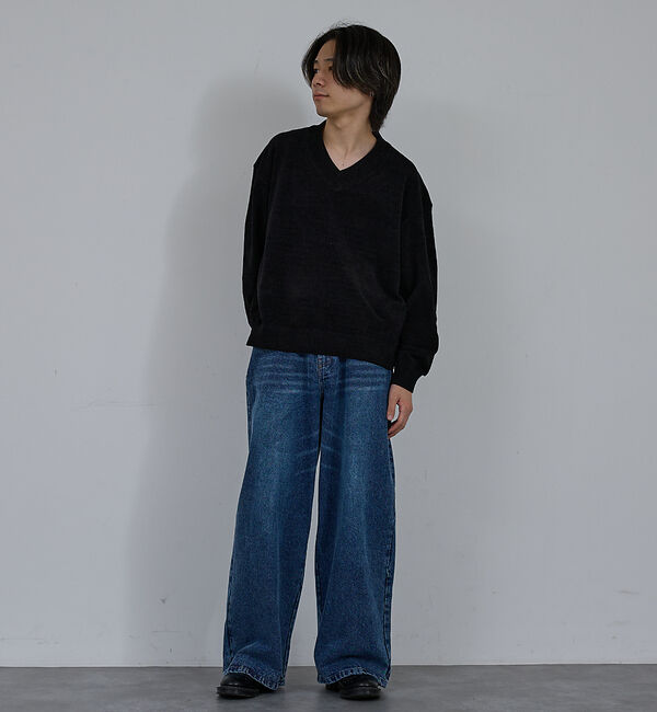 ABAHOUSE「【AH ABAHOUSE】ハイゲージモール クロップド Vネックニット」|ニット・セーター|