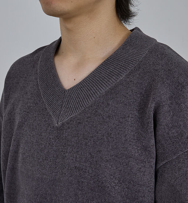 ABAHOUSE「【AH ABAHOUSE】ハイゲージモール クロップド Vネックニット」|ニット・セーター|