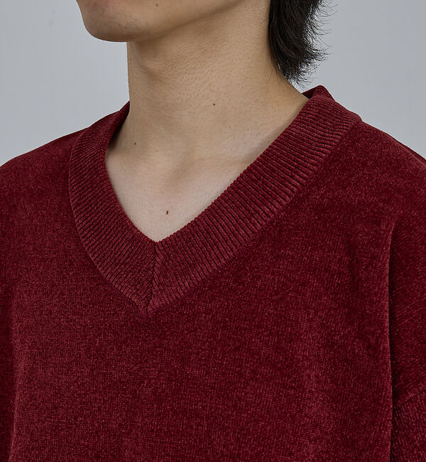 ABAHOUSE「【AH ABAHOUSE】ハイゲージモール クロップド Vネックニット」|ニット・セーター|