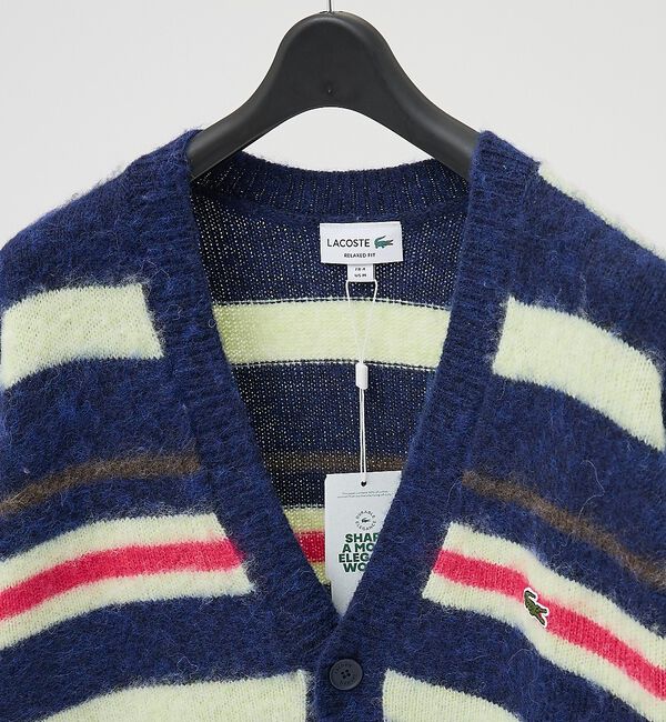 ABAHOUSE「【LACOSTE / ラコステ】アルパカブレンド ボーダーニットカーディガン」|カーディガン|