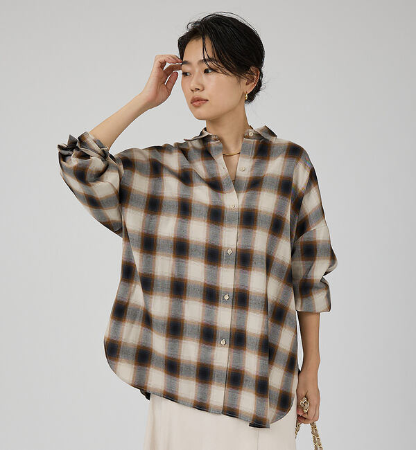 Rouge vif「オンブレーチェックオーバーシャツ」|シャツ・ブラウス|