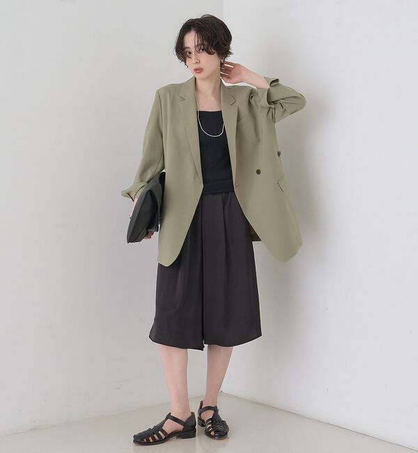 Rouge vif「シックサテンハーフパンツ/ワイドキュロット/ウエストゴム」|その他|