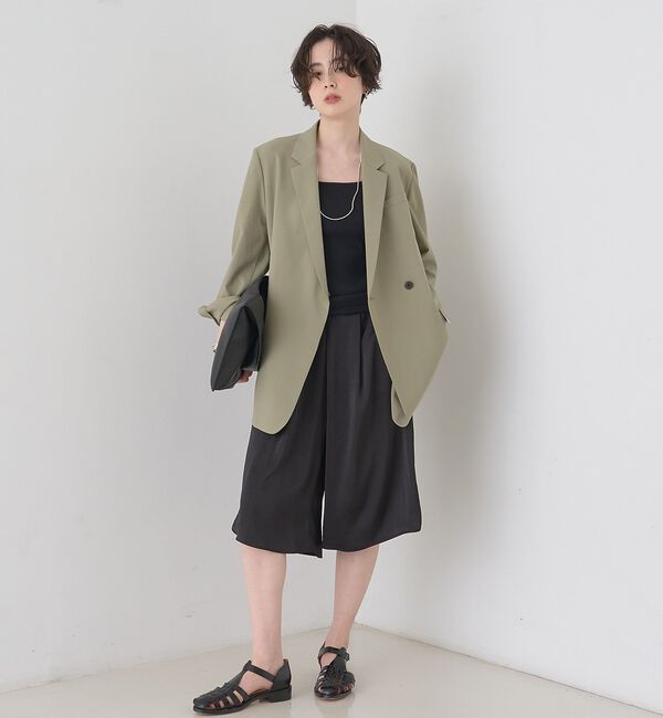 Rouge vif「シックサテンハーフパンツ/ワイドキュロット/ウエストゴム」|その他|