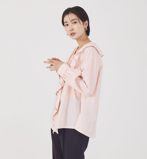 qualite「フリルカラーブラウス」|シャツ・ブラウス|アプリコット