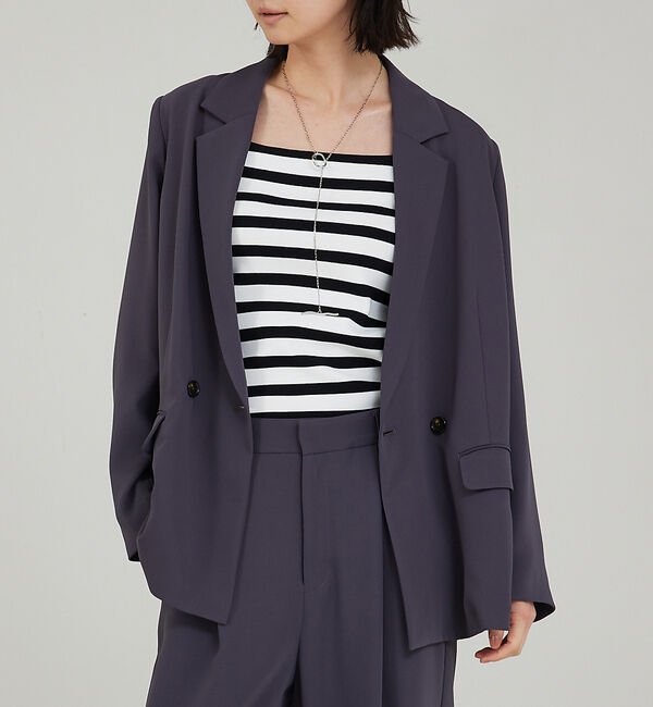 qualite「【セットアップ対応】マットサテンダブルジャケット」|その他|チャコールグレー