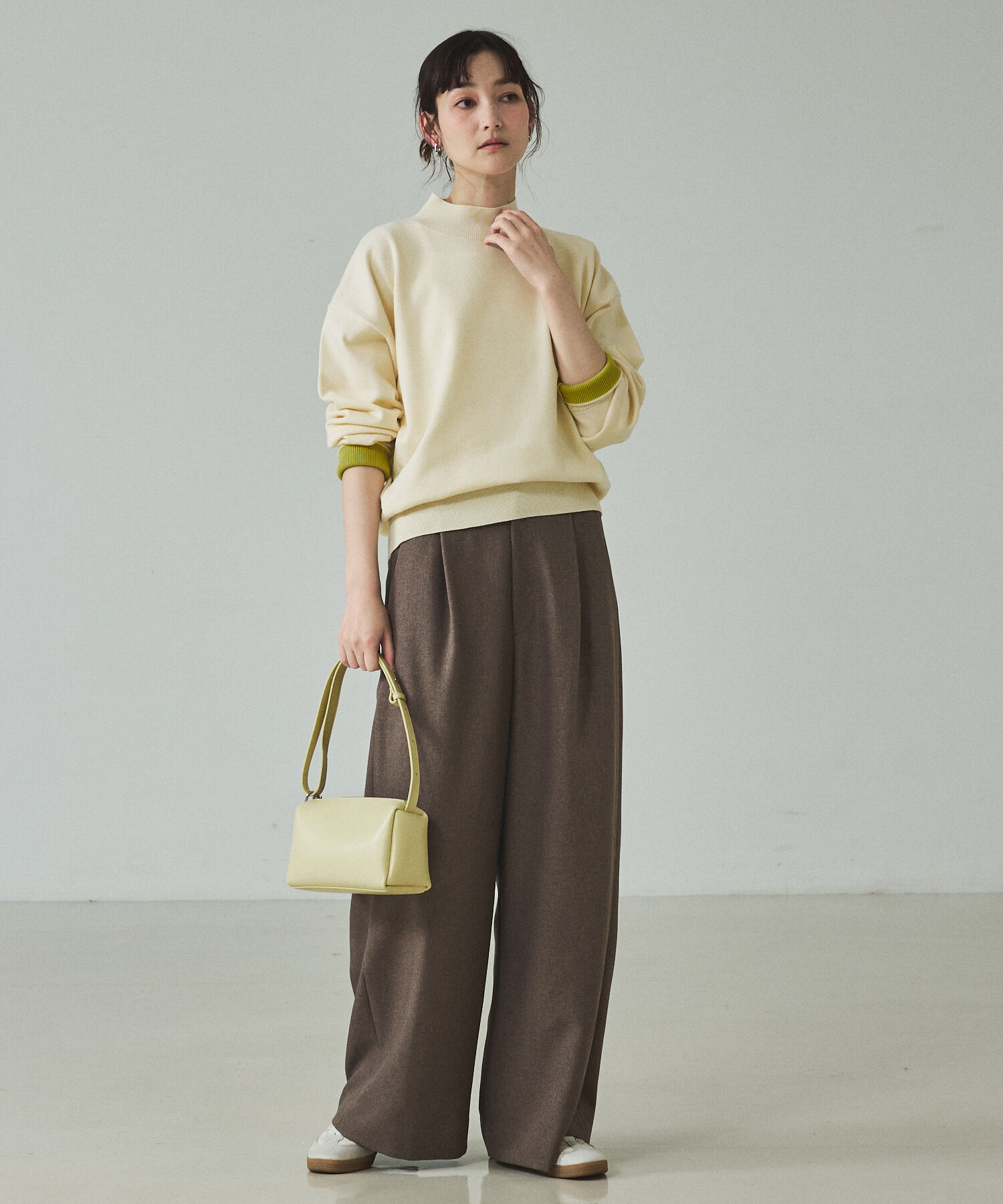 qualite「バイカラーハイネックプルオーバー」|ニット・セーター|