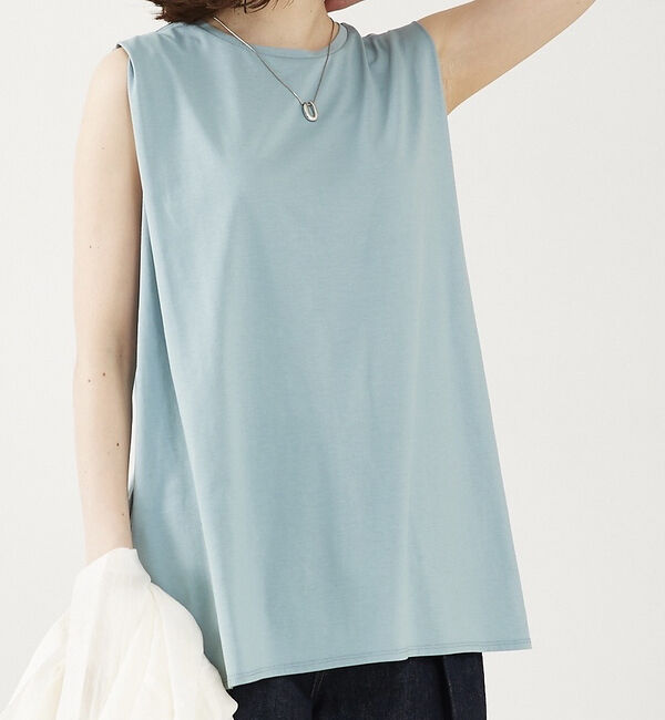 abahouse mavie「タックロングタンク」|Tシャツ・カットソー|サックスブルー