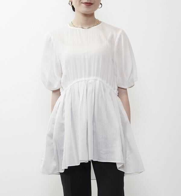 Liesse「ギャザーペプラムブラウス」|シャツ・ブラウス|オフホワイト