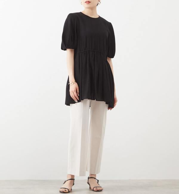 Liesse「ギャザーペプラムブラウス」|シャツ・ブラウス|ブラック