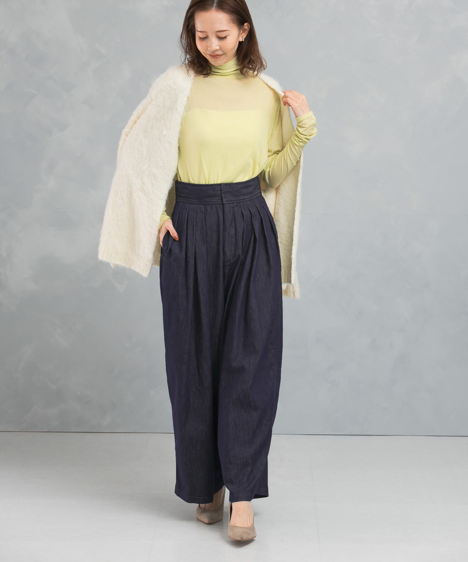 URBAN RESEARCH ROSSO「ランダムタックデニムパンツ」|デニム|