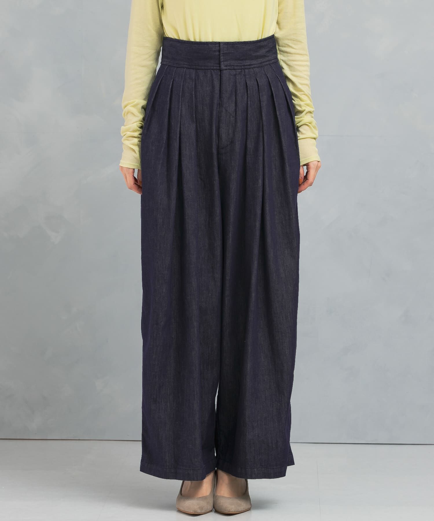 URBAN RESEARCH ROSSO「ランダムタックデニムパンツ」|デニム|