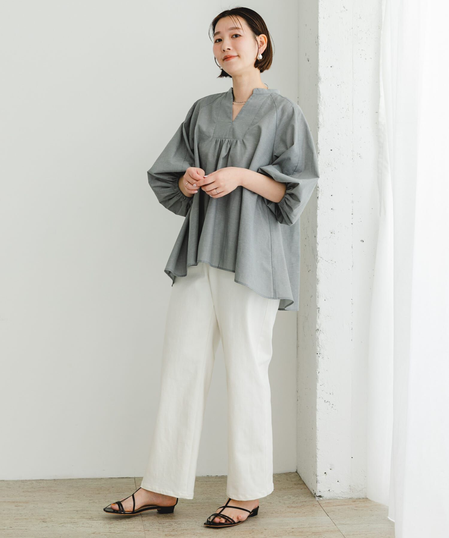 URBAN RESEARCH ROSSO「『UR TECH』F by ROSSO　イージーリネンボリュームブラウス」|シャツ・ブラウス|