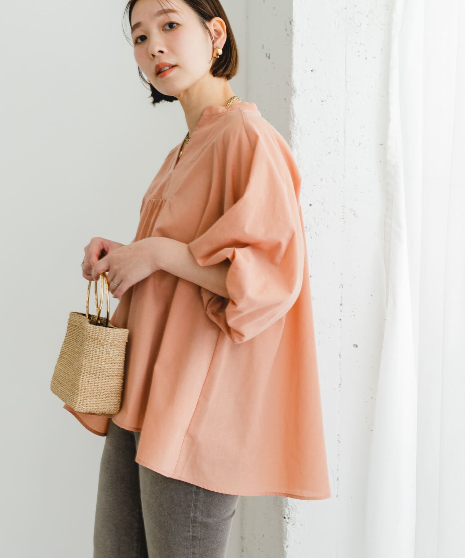 URBAN RESEARCH ROSSO「『UR TECH』F by ROSSO　イージーリネンボリュームブラウス」|シャツ・ブラウス|