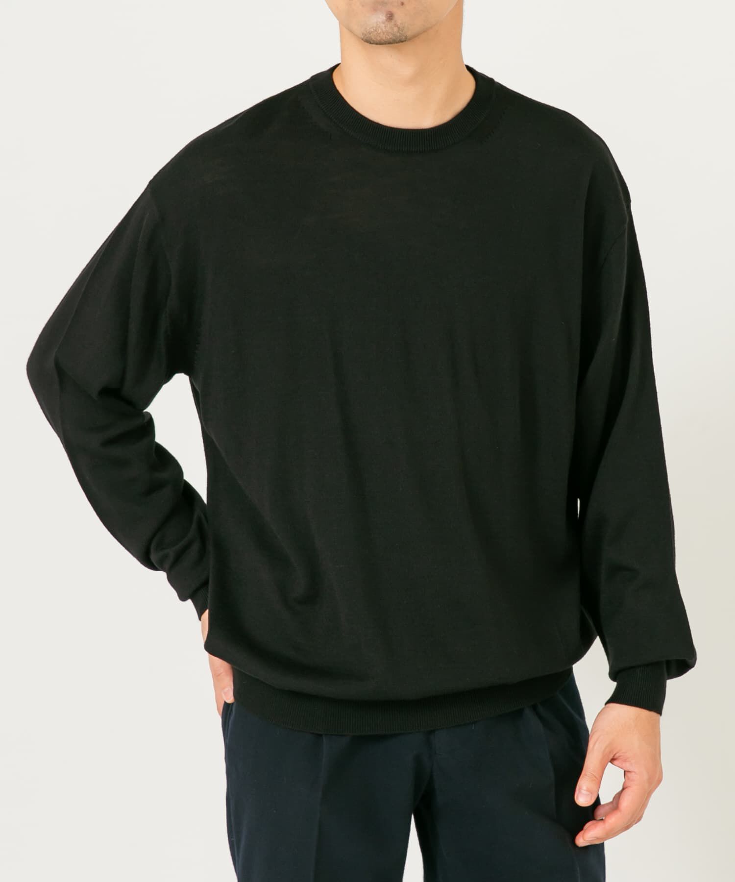 URBAN RESEARCH ROSSO「イタリア糸メリノウールクルーニット」|ニット・セーター|