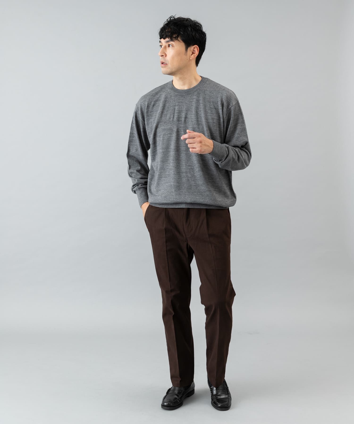 URBAN RESEARCH ROSSO「イタリア糸メリノウールクルーニット」|ニット・セーター|