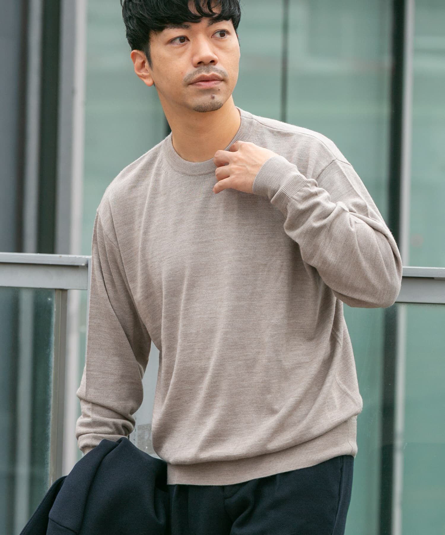 URBAN RESEARCH ROSSO「イタリア糸メリノウールクルーニット」|ニット・セーター|グレー系その他