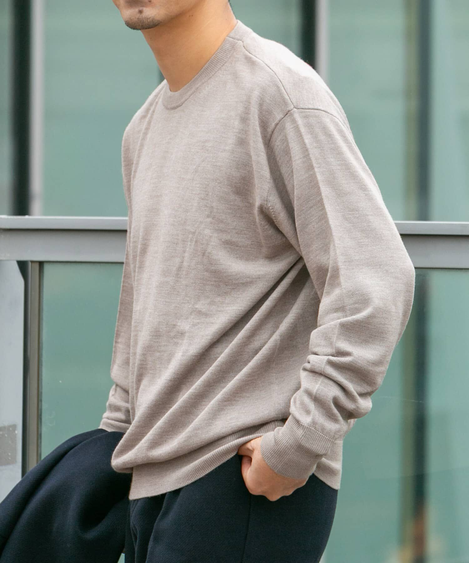 URBAN RESEARCH ROSSO「イタリア糸メリノウールクルーニット」|ニット・セーター|