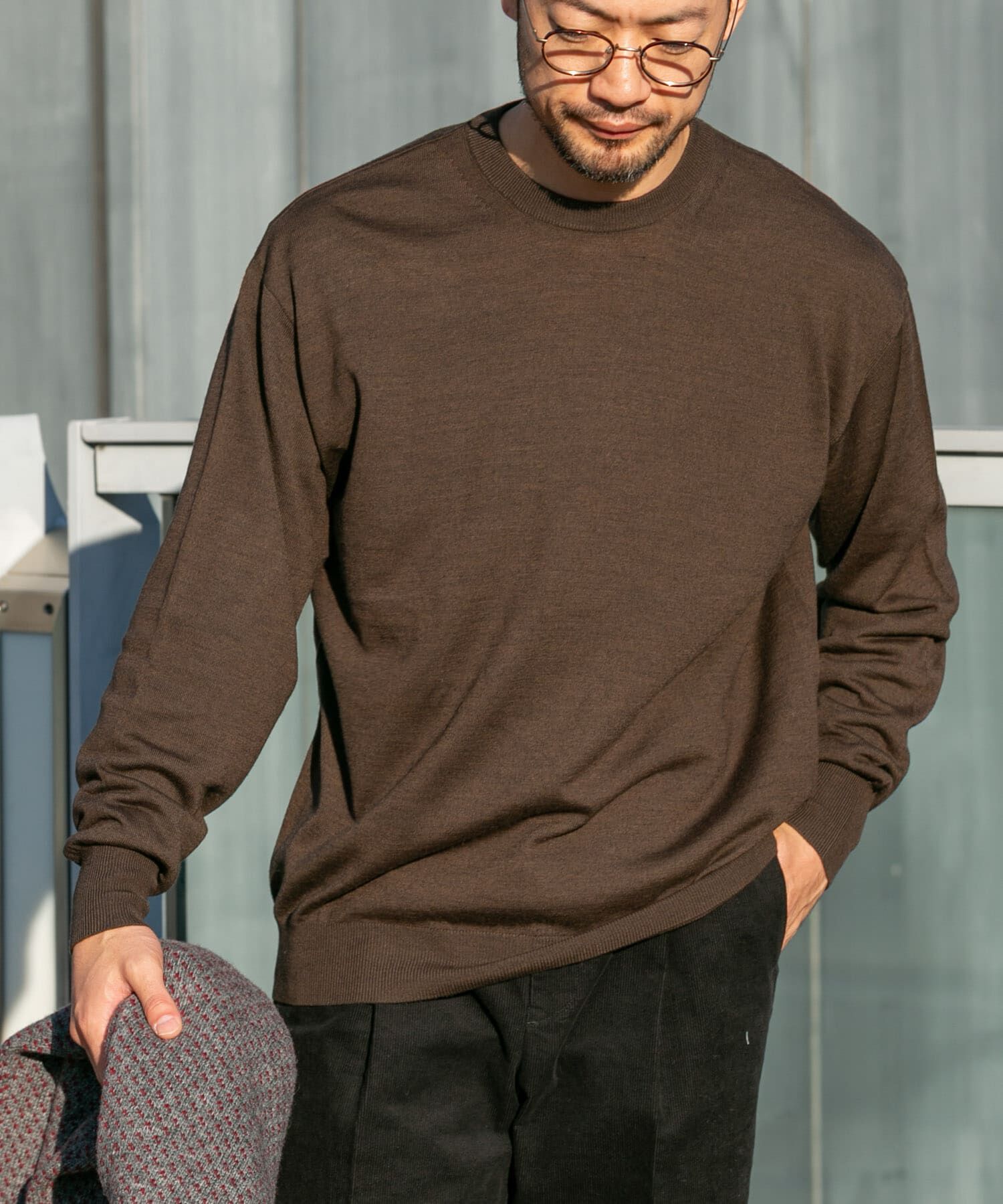 URBAN RESEARCH ROSSO「イタリア糸メリノウールクルーニット」|ニット・セーター|