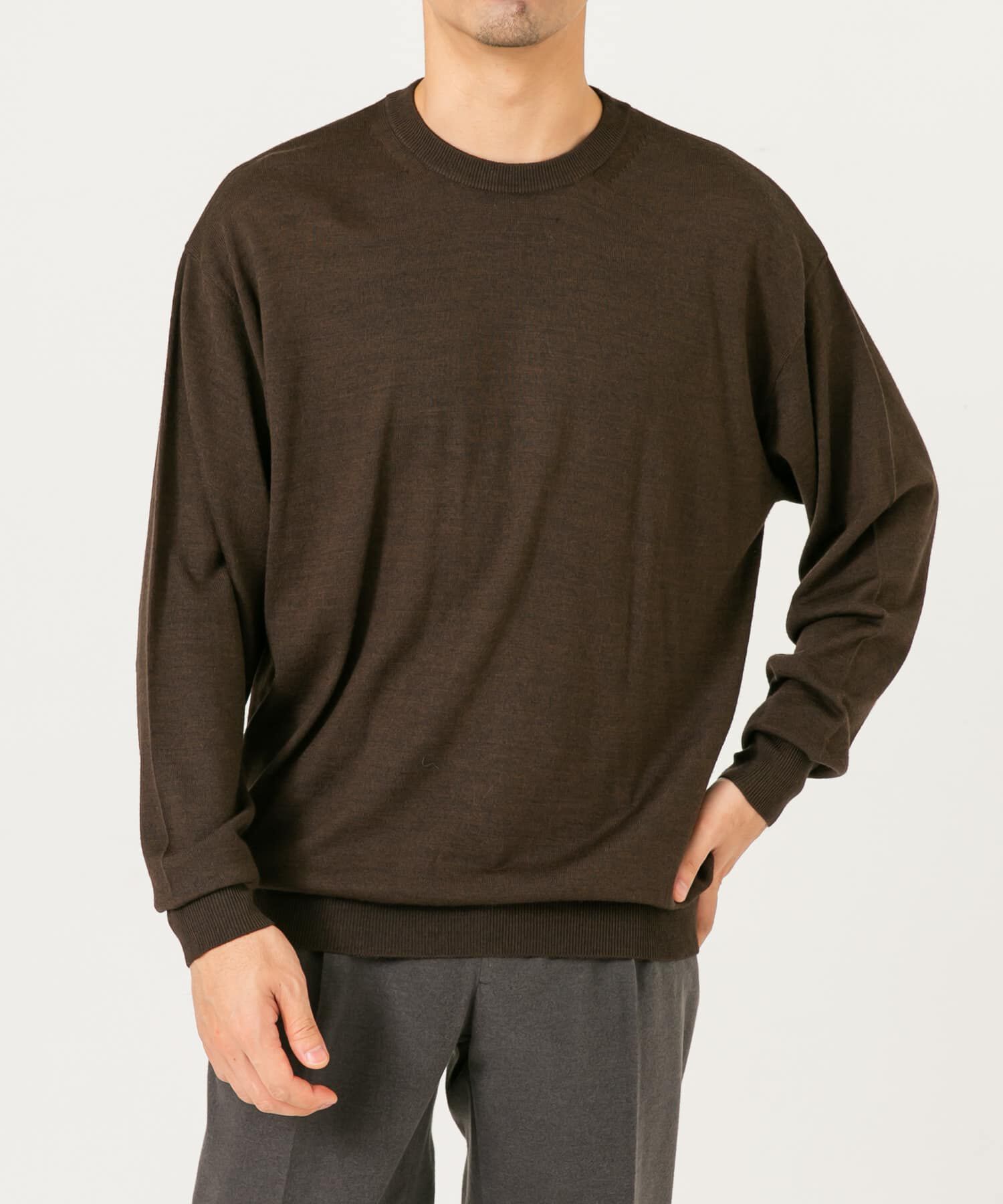 URBAN RESEARCH ROSSO「イタリア糸メリノウールクルーニット」|ニット・セーター|