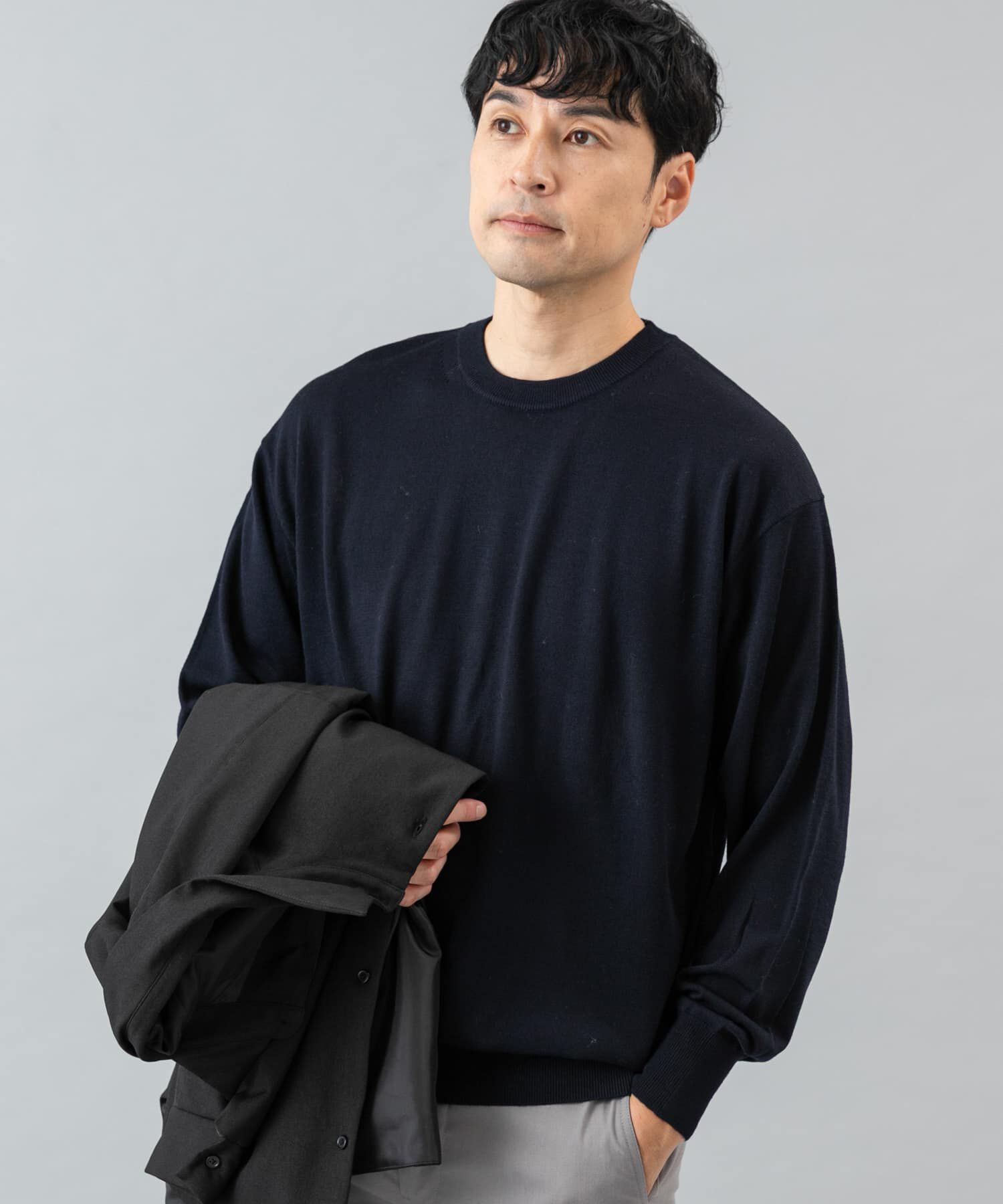 URBAN RESEARCH ROSSO「イタリア糸メリノウールクルーニット」|ニット・セーター|