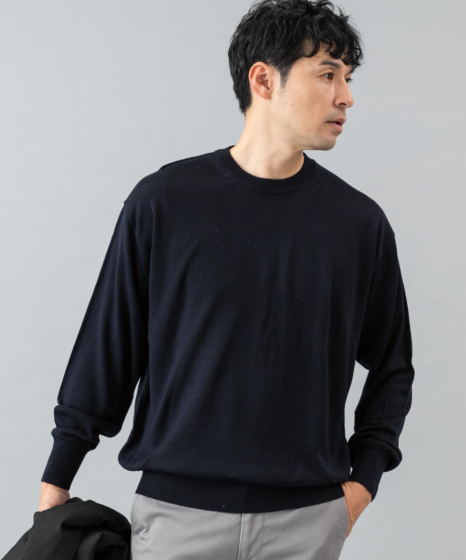 URBAN RESEARCH ROSSO「イタリア糸メリノウールクルーニット」|ニット・セーター|