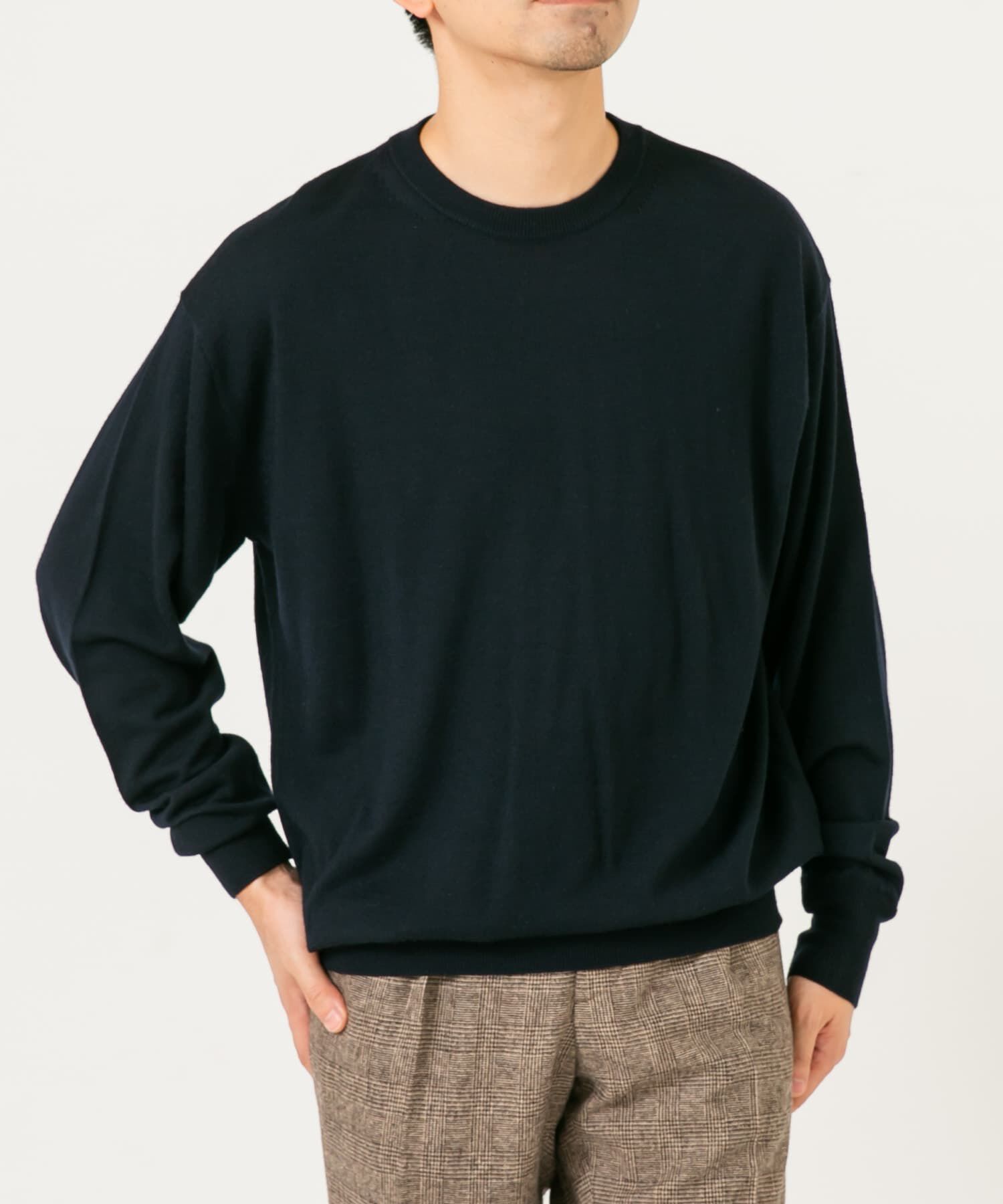 URBAN RESEARCH ROSSO「イタリア糸メリノウールクルーニット」|ニット・セーター|