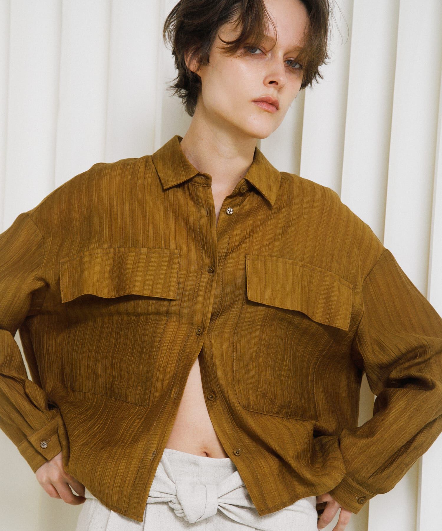 LAATO「drawstring shirts」|シャツ・ブラウス|カーキ