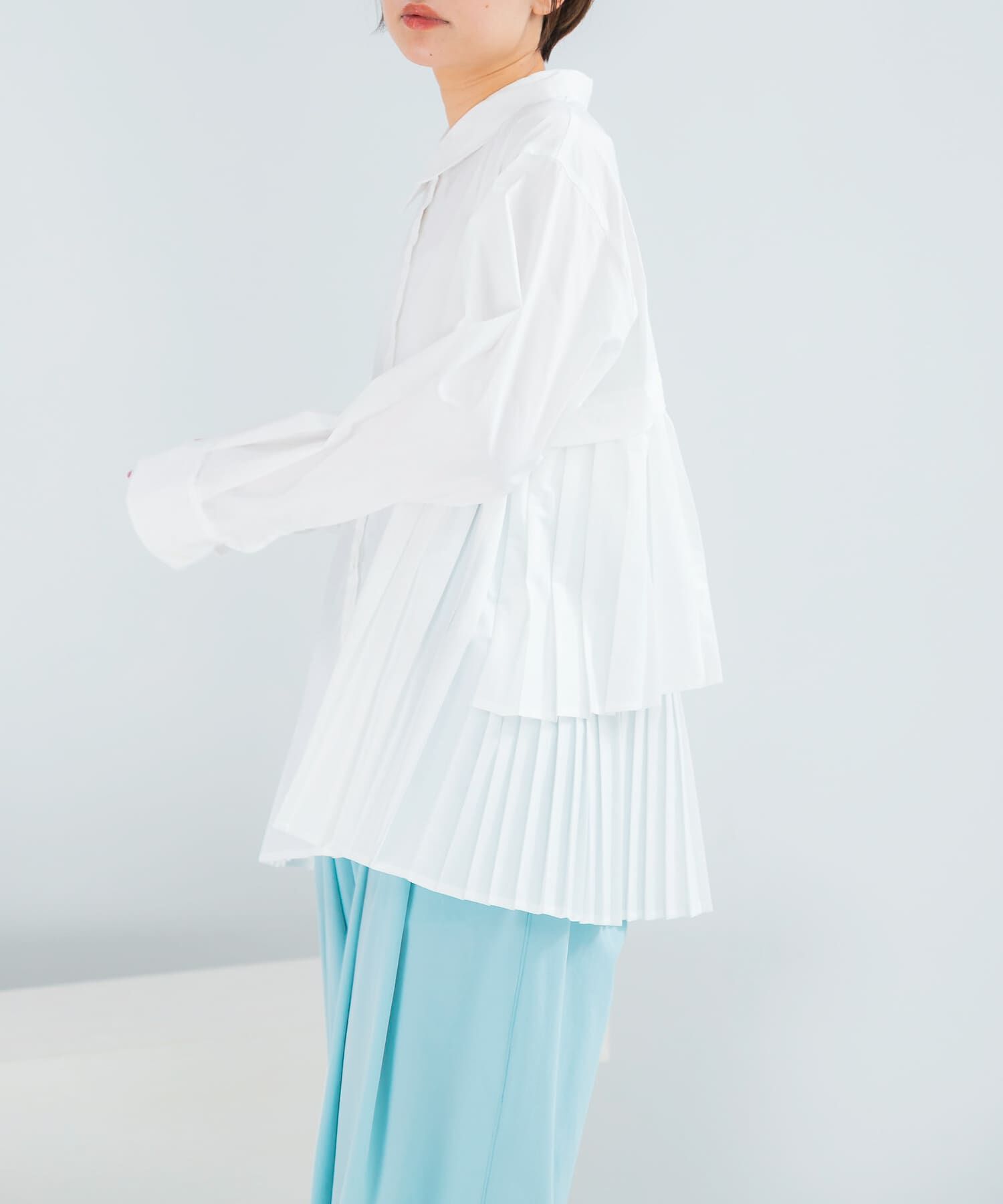 URBAN RESEARCH ROSSO「ELENDEEK　PLEATS LAYERED SHIRTS」|シャツ・ブラウス|オフホワイト