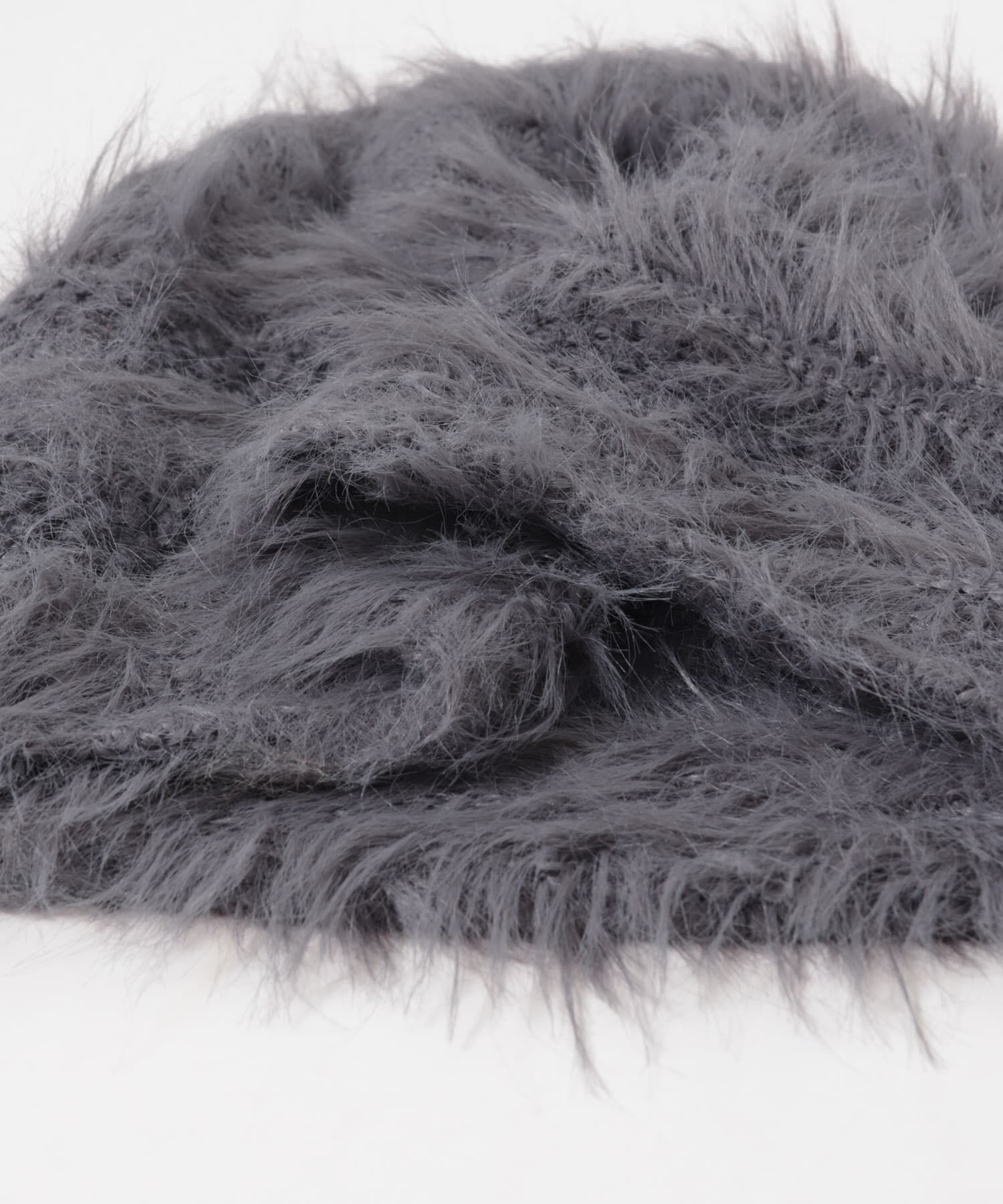  「ラインデザインシャギーニットビーニー」|ニット帽|