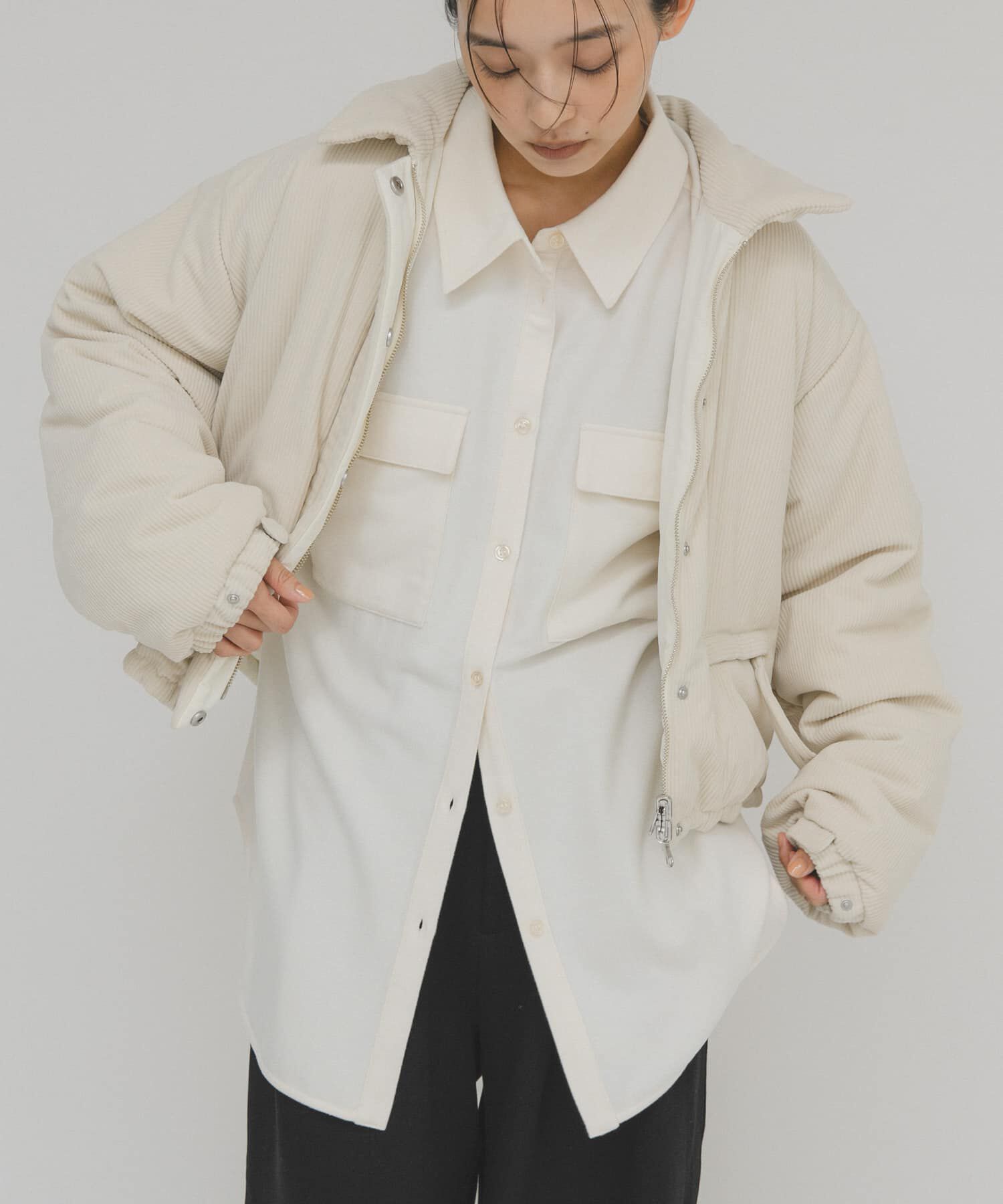  「ウールMIXルーズシャツ」|シャツ・ブラウス|アイボリー