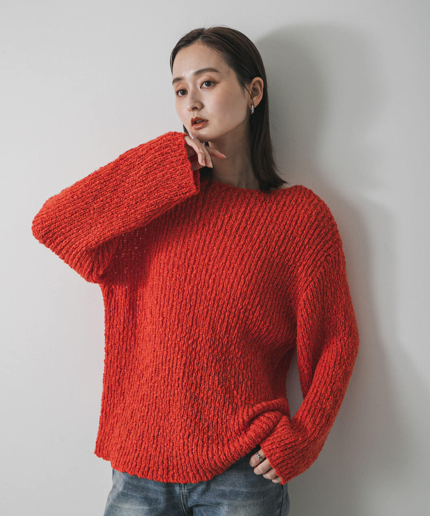 SENSE OF PLACE by URBAN RESEARCH「ポコポコルーズセーター」|ニット・セーター|レッド