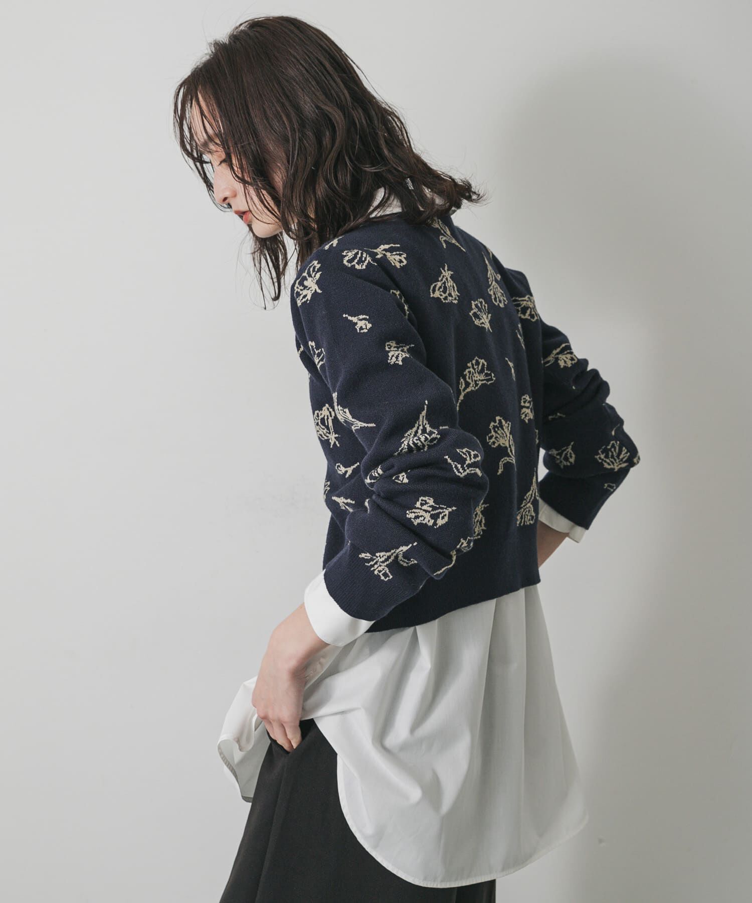 SENSE OF PLACE by URBAN RESEARCH「『洗濯可』ジャガードフラワーコンパクトニットカーディガン」|カーディガン|