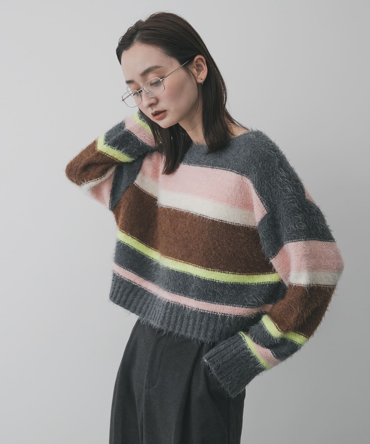 SENSE OF PLACE by URBAN RESEARCH「『洗濯可』シャギーハイショクボーダーニット」|ニット・セーター|