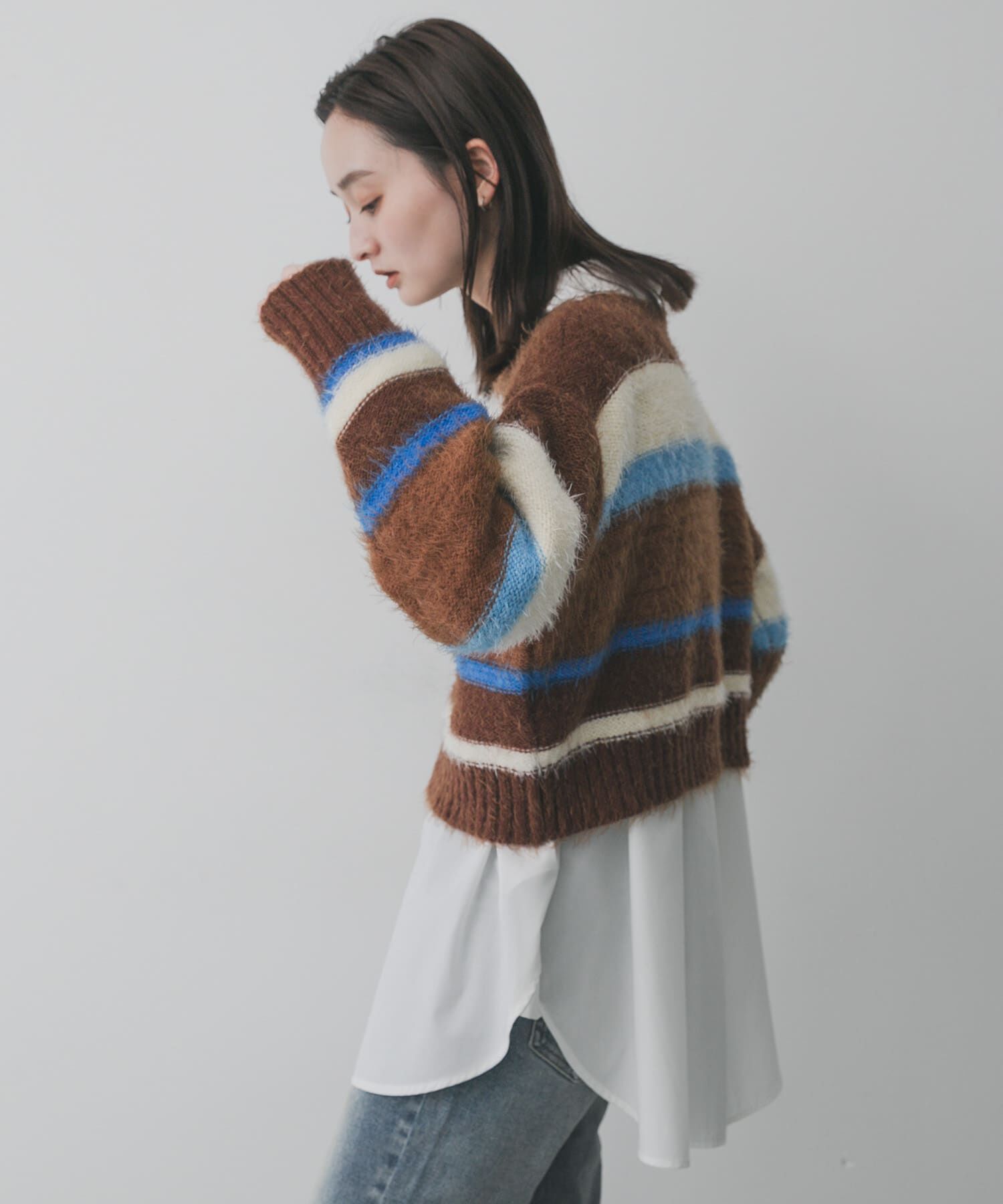 SENSE OF PLACE by URBAN RESEARCH「『洗濯可』シャギーハイショクボーダーニット」|ニット・セーター|