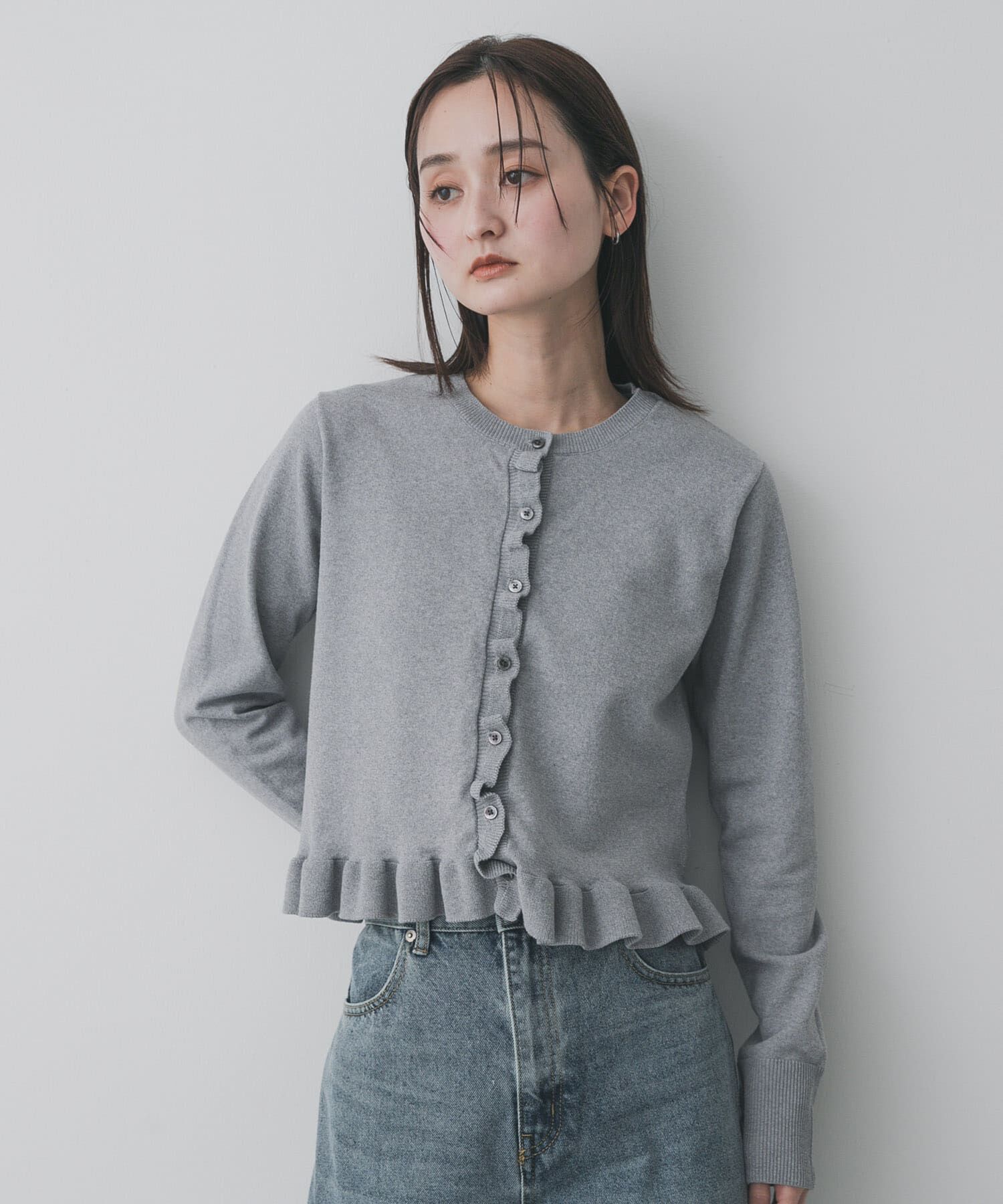 SENSE OF PLACE by URBAN RESEARCH「『洗濯可』フリルトリムニットカーディガン」|ニット・セーター|