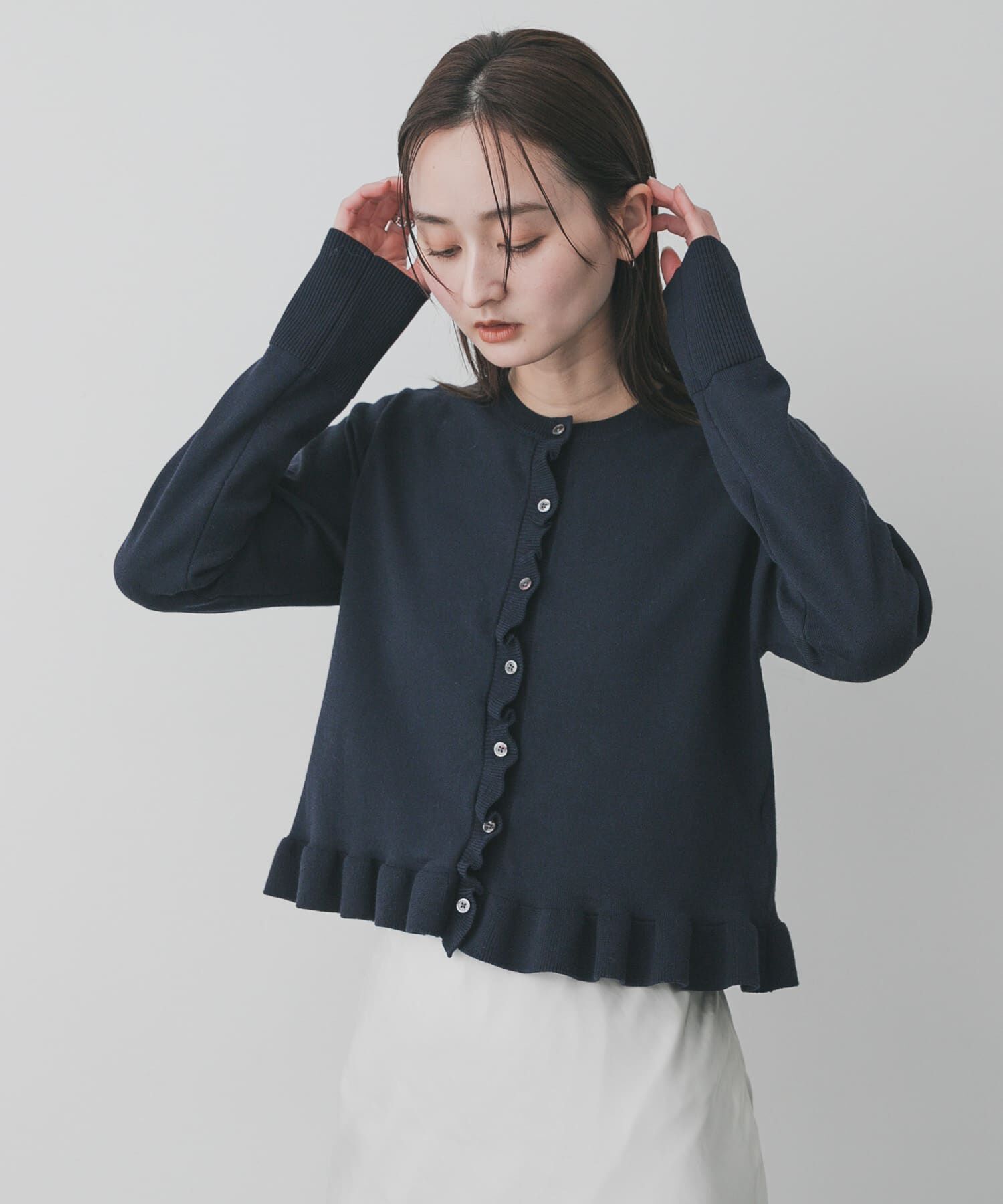 SENSE OF PLACE by URBAN RESEARCH「『洗濯可』フリルトリムニットカーディガン」|ニット・セーター|