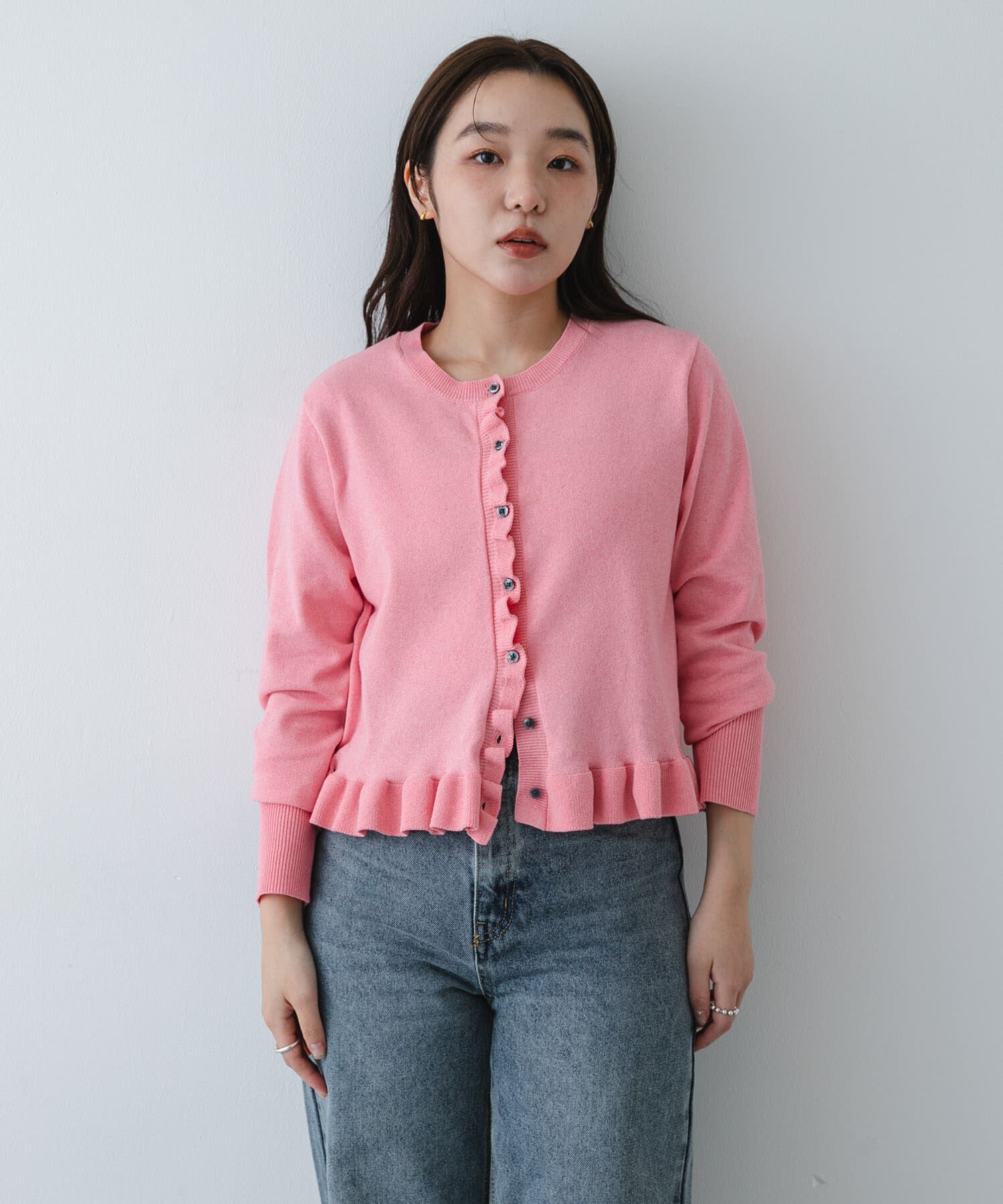 SENSE OF PLACE by URBAN RESEARCH「『洗濯可』フリルトリムニットカーディガン」|ニット・セーター|