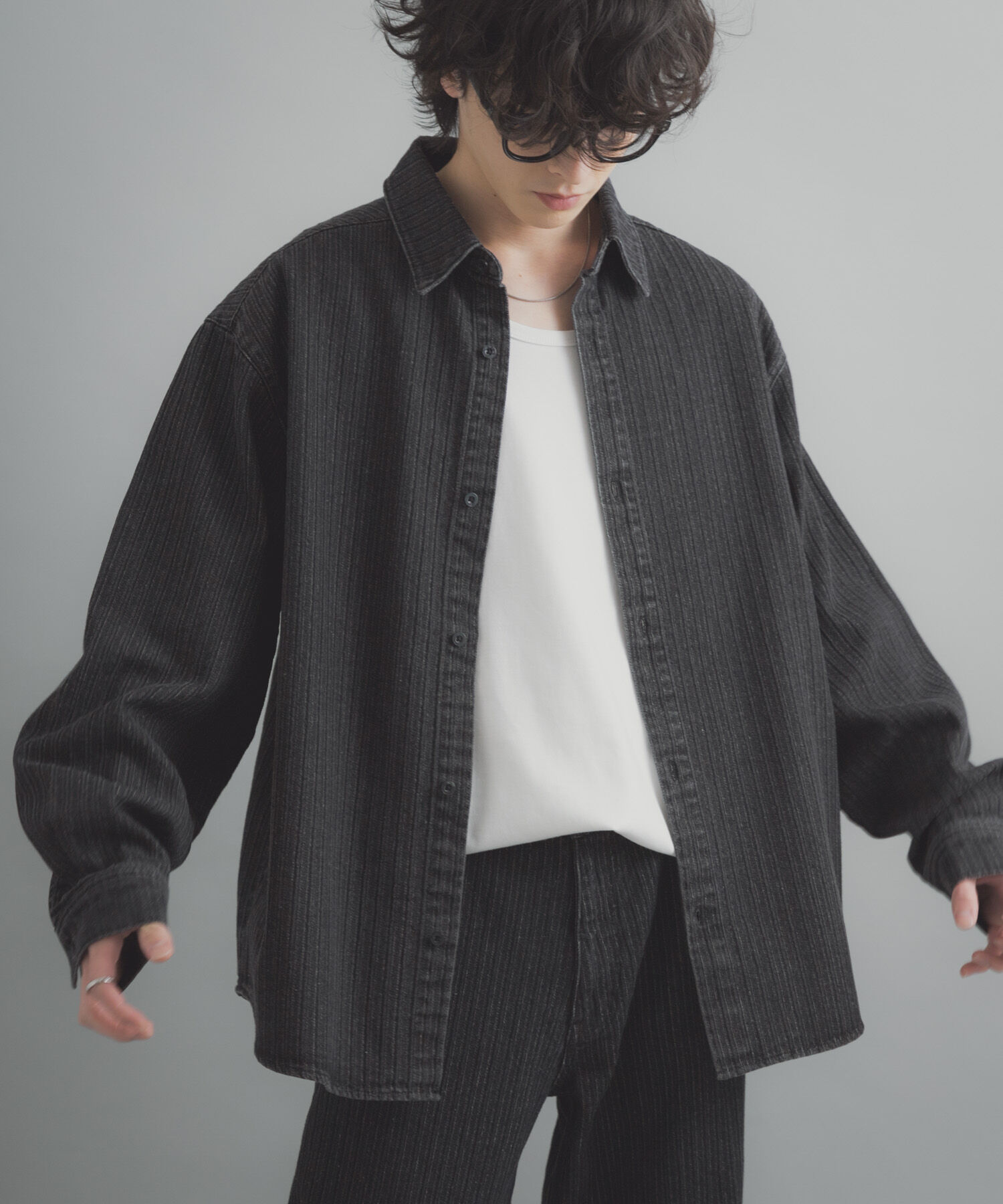 SENSE OF PLACE by URBAN RESEARCH「ジャガードデニムレギュラーカラーシャツ」|シャツ・ブラウス|ブラック