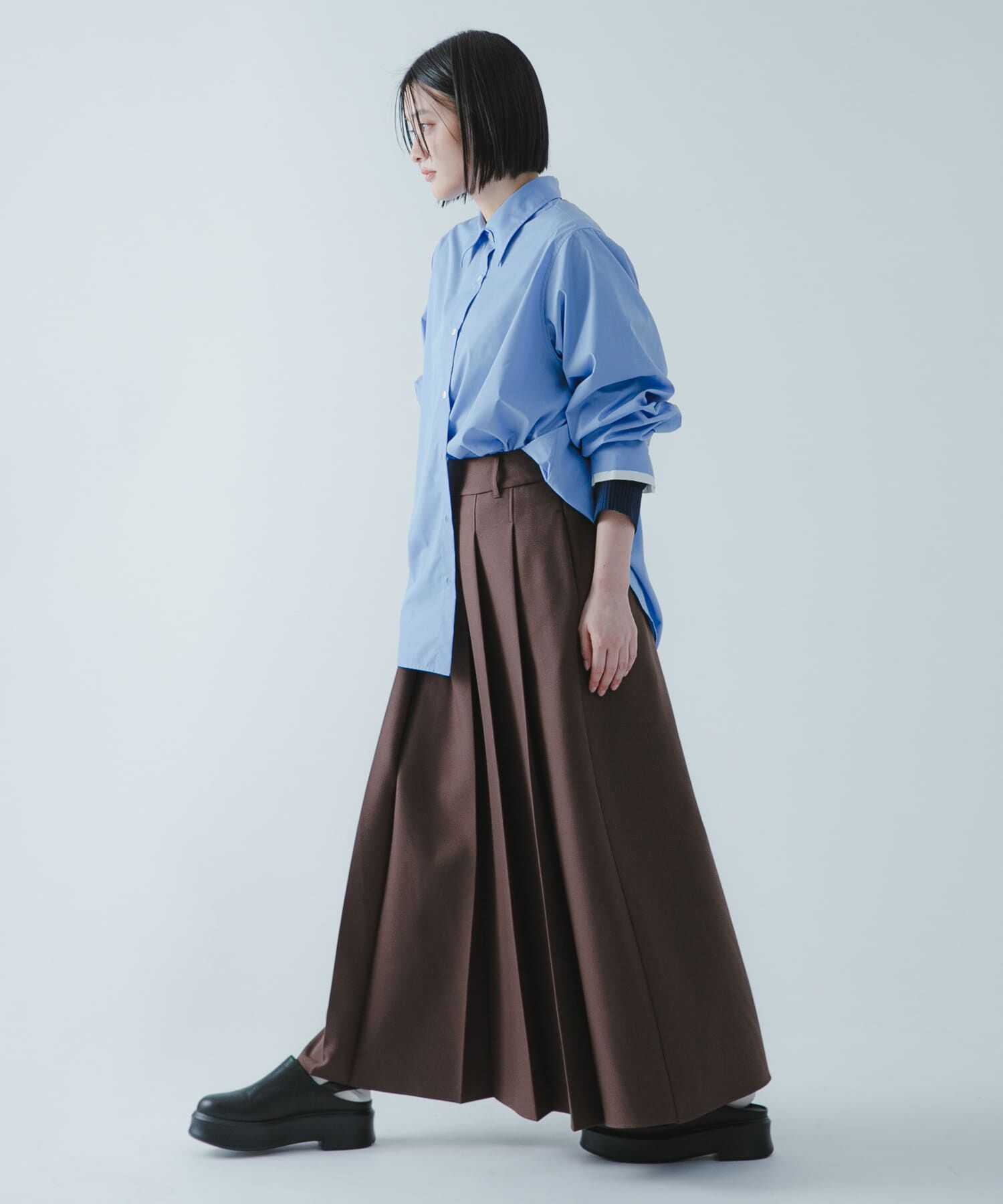 SENSE OF PLACE by URBAN RESEARCH「『撥水/防花粉』SKINProofフロントプリーツスカート」|スカート|ブラウン