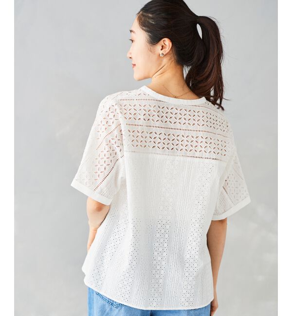 le.coeur blanc「《手洗い可能》カットワークレースドルマンブラウス」|シャツ・ブラウス|