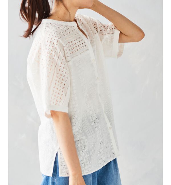 le.coeur blanc「《手洗い可能》カットワークレースドルマンブラウス」|シャツ・ブラウス|
