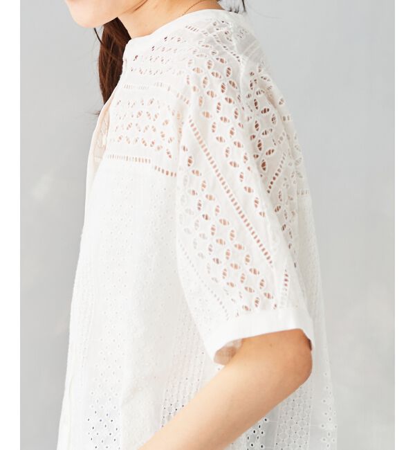 le.coeur blanc「《手洗い可能》カットワークレースドルマンブラウス」|シャツ・ブラウス|