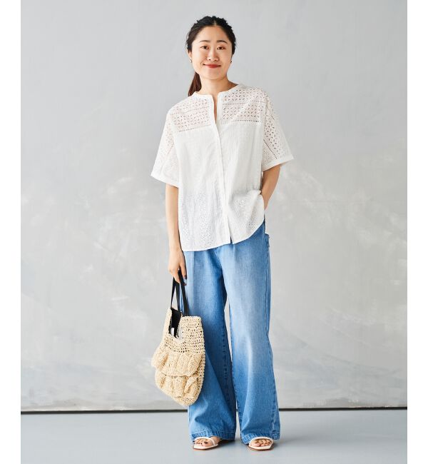 le.coeur blanc「《手洗い可能》カットワークレースドルマンブラウス」|シャツ・ブラウス|