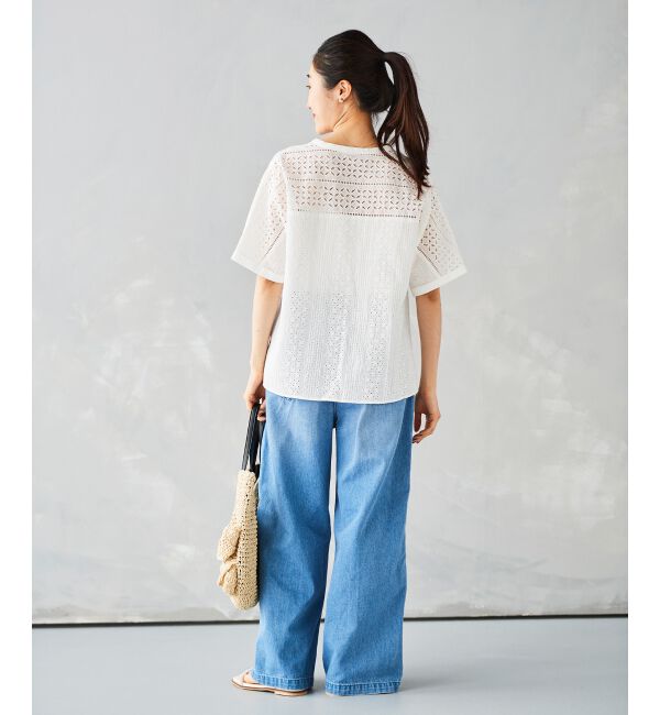 le.coeur blanc「《手洗い可能》カットワークレースドルマンブラウス」|シャツ・ブラウス|
