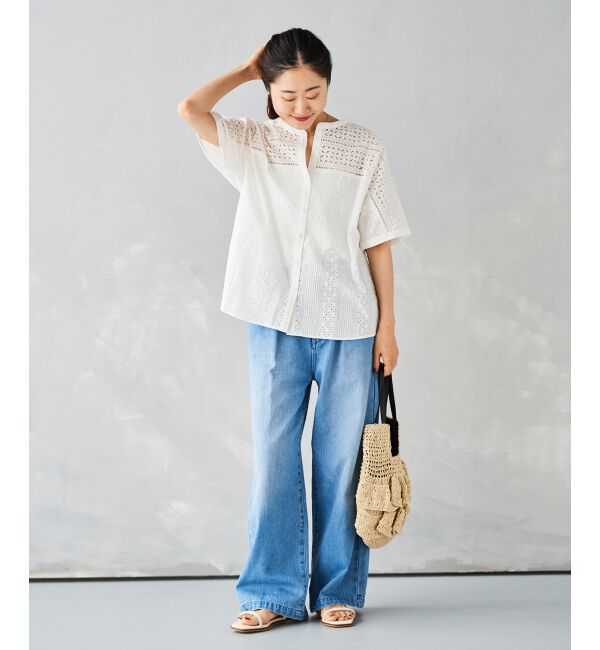 le.coeur blanc「《手洗い可能》カットワークレースドルマンブラウス」|シャツ・ブラウス|