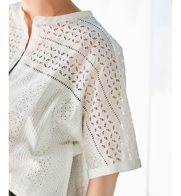le.coeur blanc「《手洗い可能》カットワークレースドルマンブラウス」|シャツ・ブラウス|